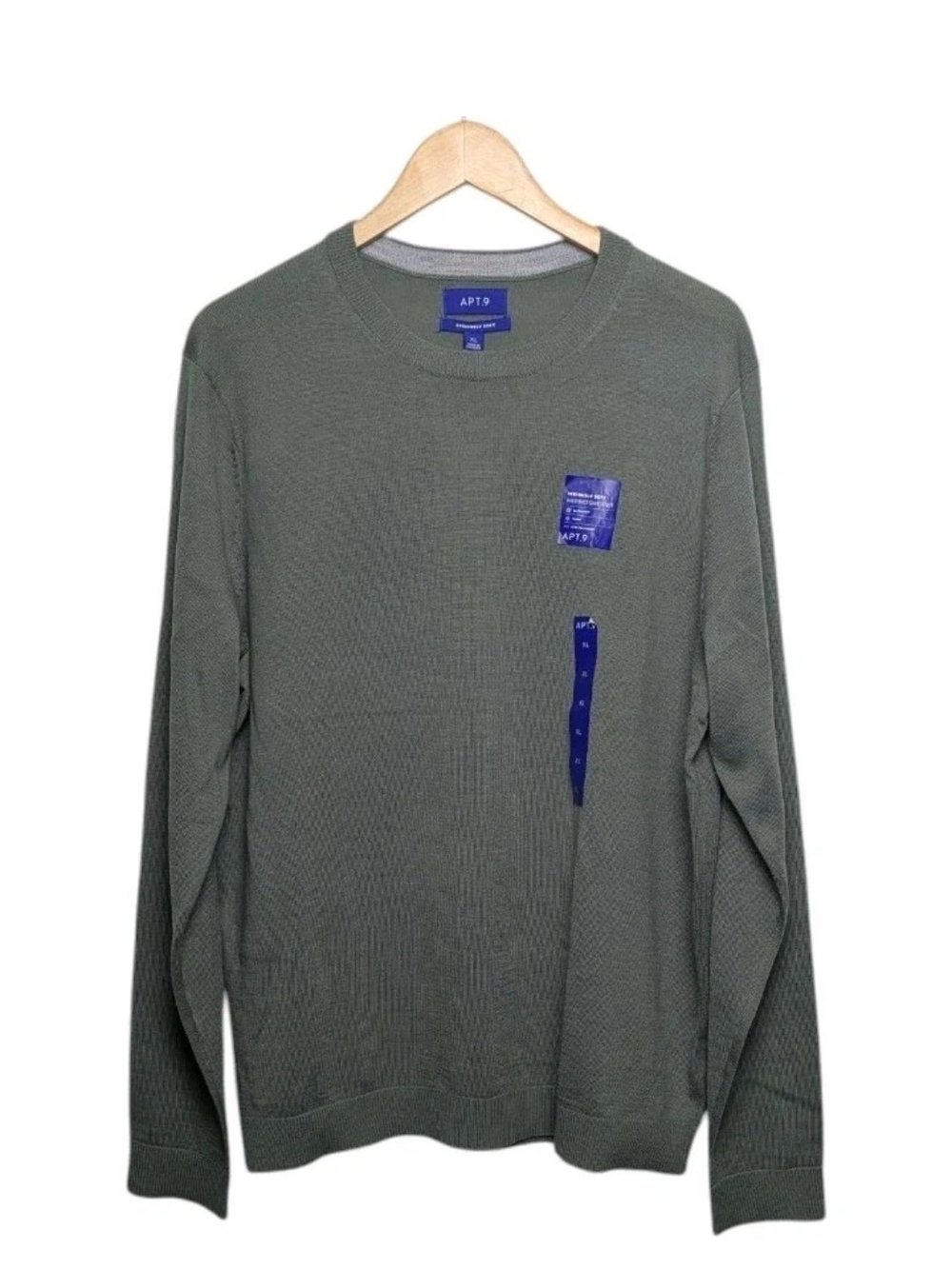 Apt. 9 Men's Olive Crewneck Merino Wool Blend Sweater